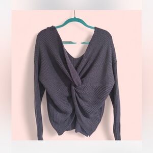 Harper Heritage Chic V-Neck Twist-Back Sweater - Dark Purple